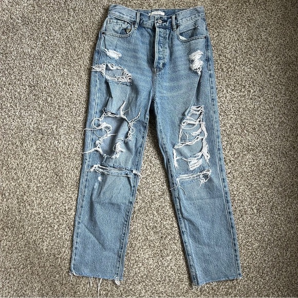 Pacsun High Rise Straight Jeans Medium Wash Distressed Denim Streetwear Size 26 - Picture 1 of 7